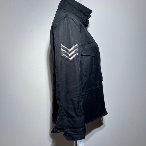 Zadig & Voltaire Black Cotton Military Style Jacket w Embroidery Size Small - Picture 4 of 16